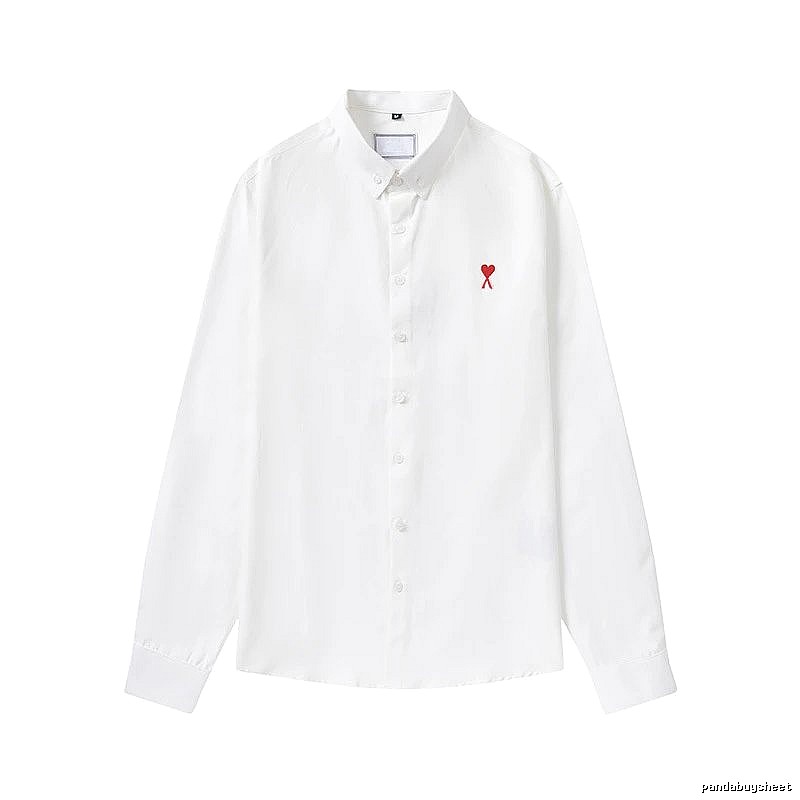 AMI Embroidered White Shirt with Love Design