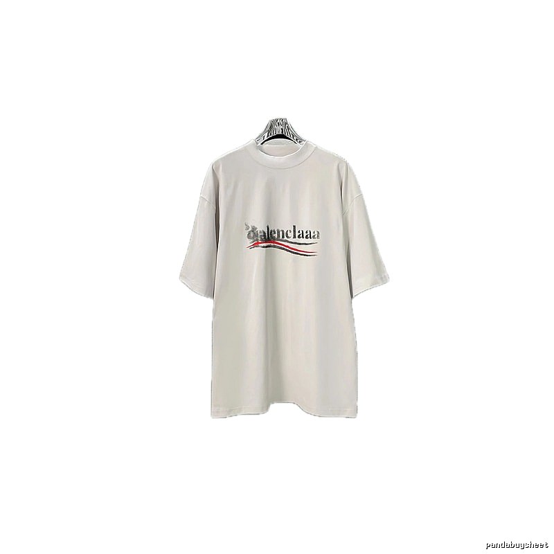 Balenciaga alphabet-style white T-shirt.