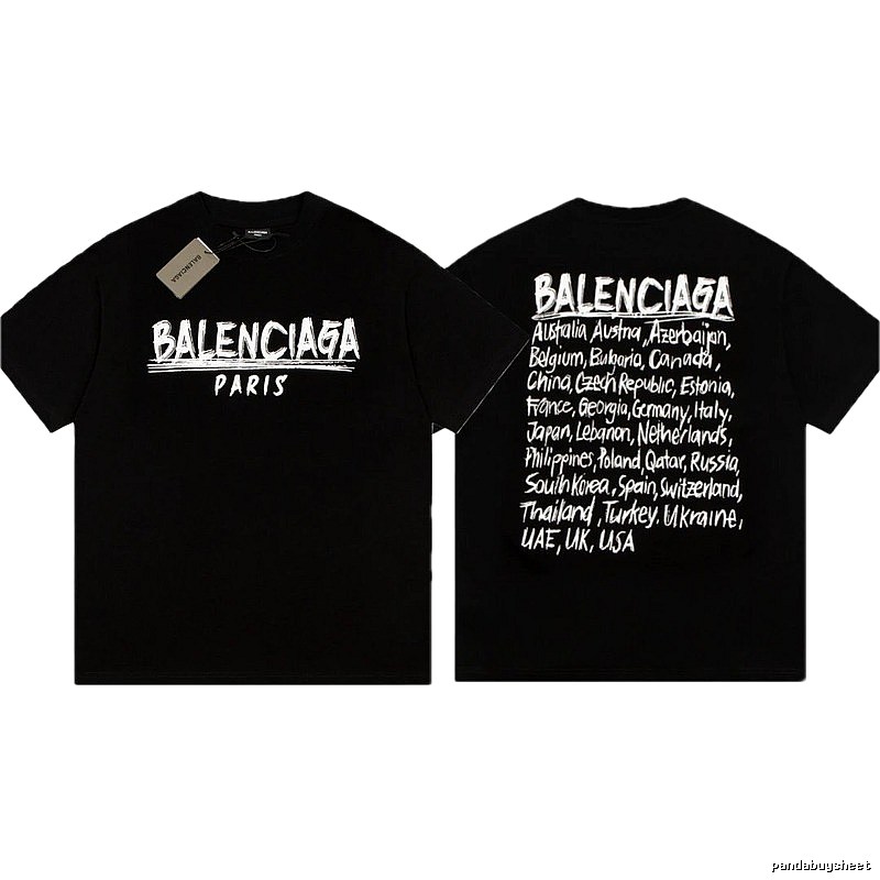 Balenciaga Graffiti Street Style Black Short Sleeve T-shirt