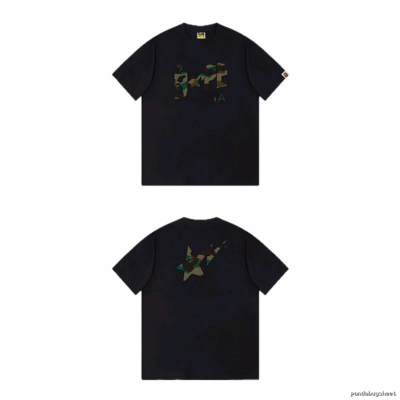 Bape camouflage style black T-shirt