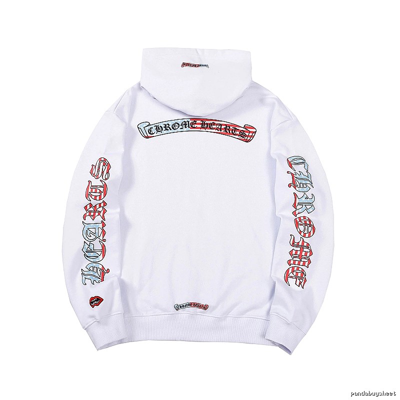 Chrome Hearts 2088-78 White Cross Graphic Hoodie Logo Detail
