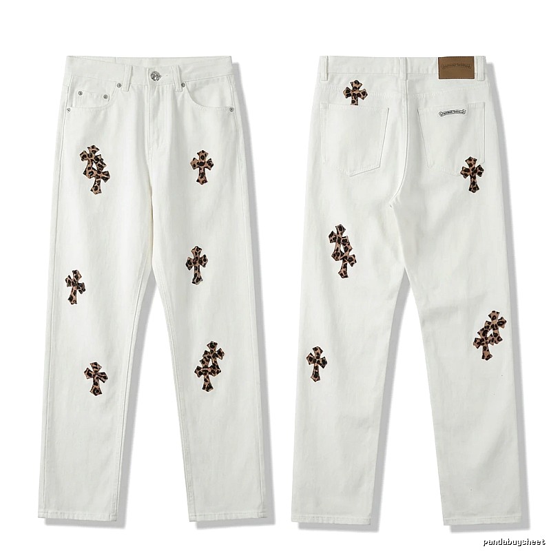 Chrome Hearts Cross Trendy Cool White Jeans