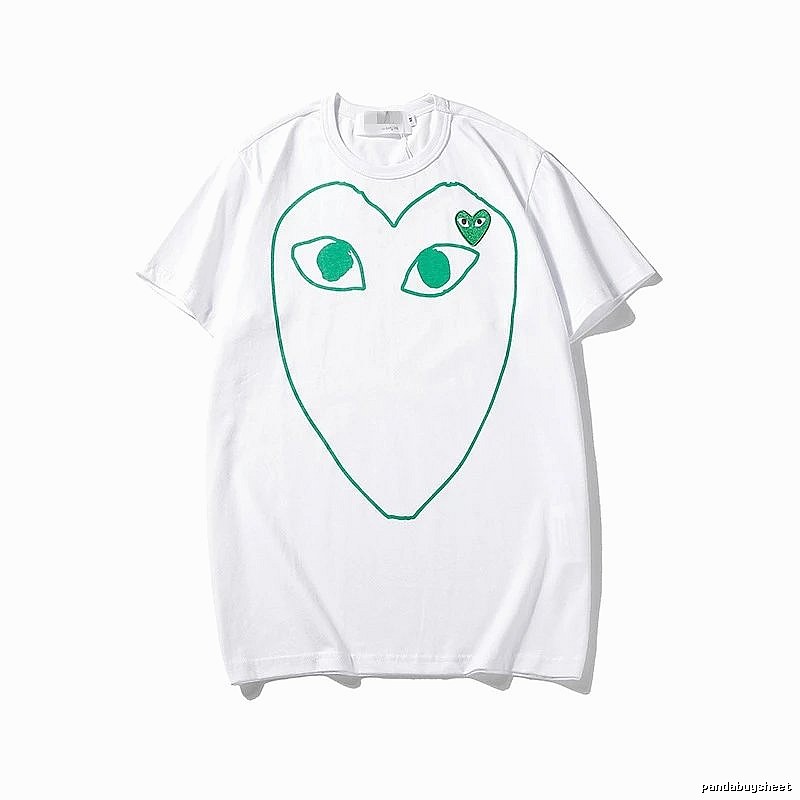 Comme des Garcons PLAY 2023-13 Green Style 2313 Heart Logo T-Shirt Soft Neutral