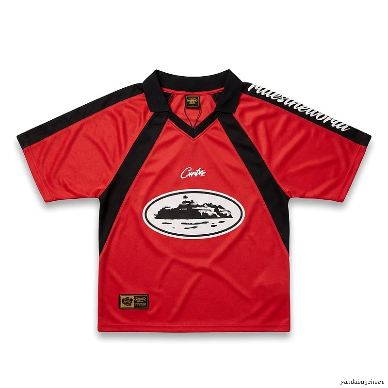 Corteiz Retro Style Red and Black Contrast Color Shirt