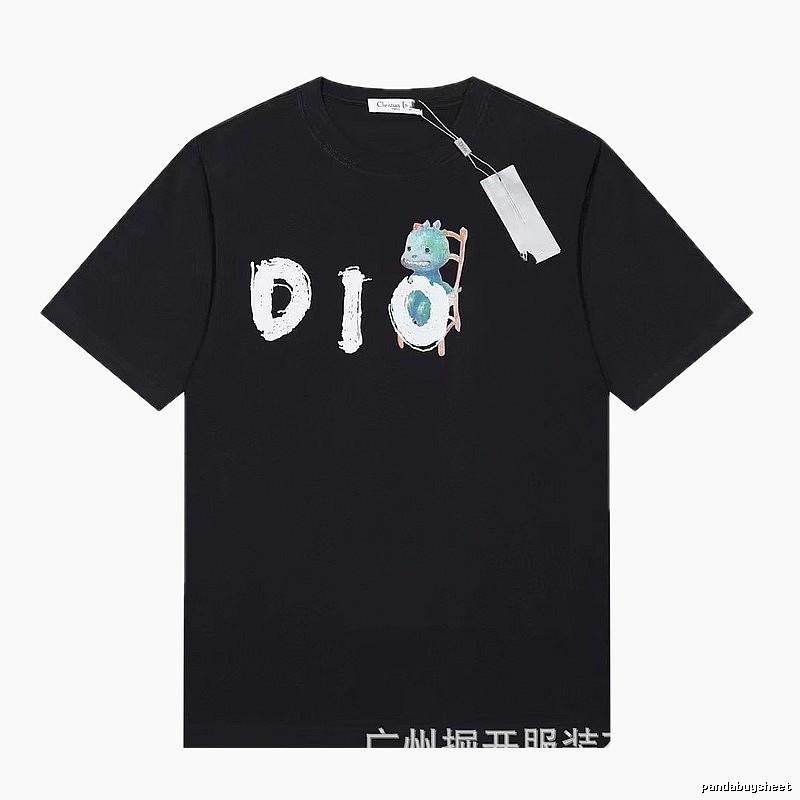 Dior Dinosaur Print Trendy Black Short-sleeve T-shirt