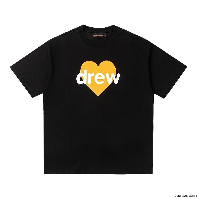 DREW Heart Print Streetwear Style Black Short Sleeve T-shirt