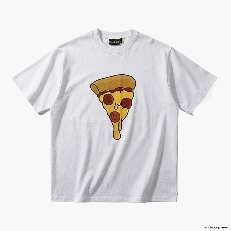 DREW Pizza Cartoon Style White T-shirt
