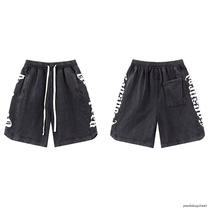Godspeed Gothic Print Street Style Charcoal Black Shorts