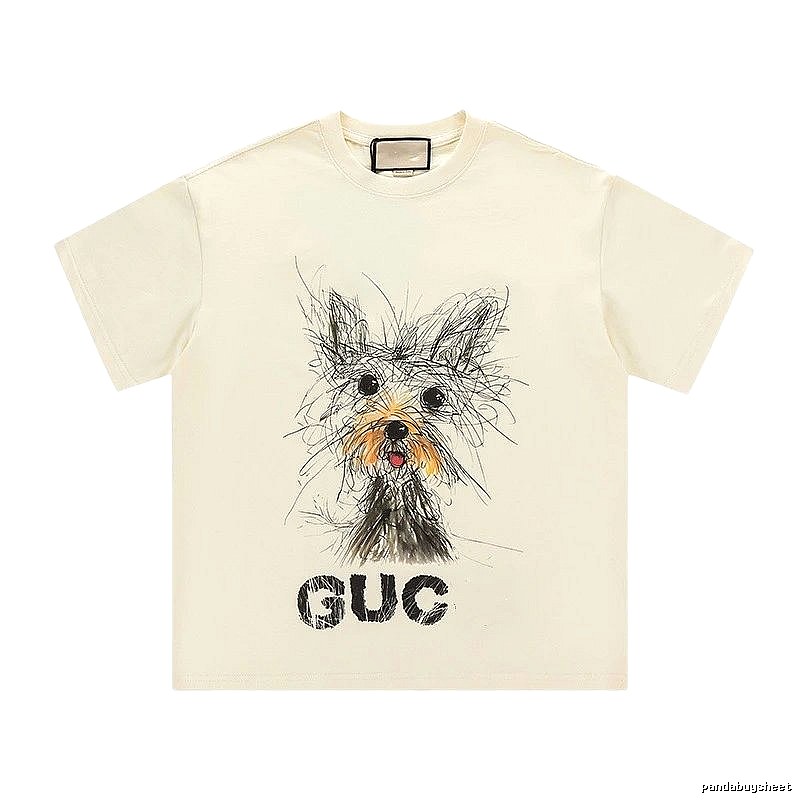 Gucci Puppy Graffiti Casual Style Off-white T-shirt