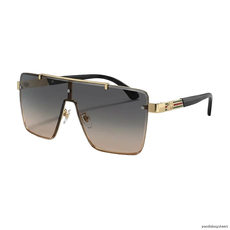 Gucci square - shaped fashionable gold sunglasses