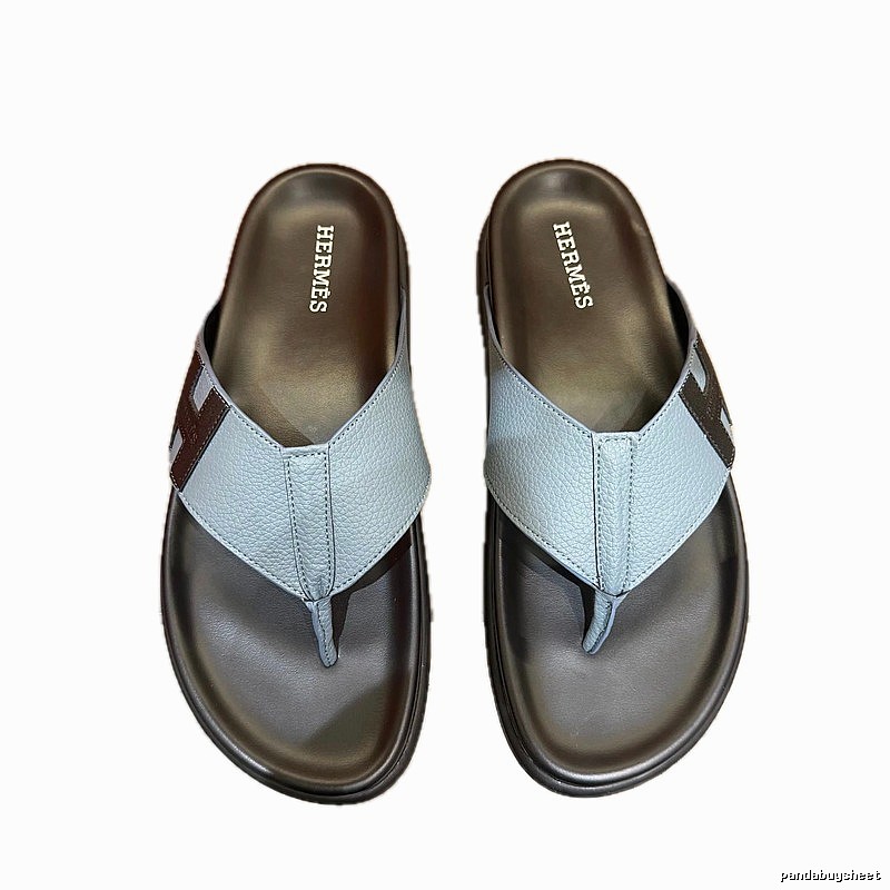 Hermès Classic Casual Style Grey-blue Flip-flops