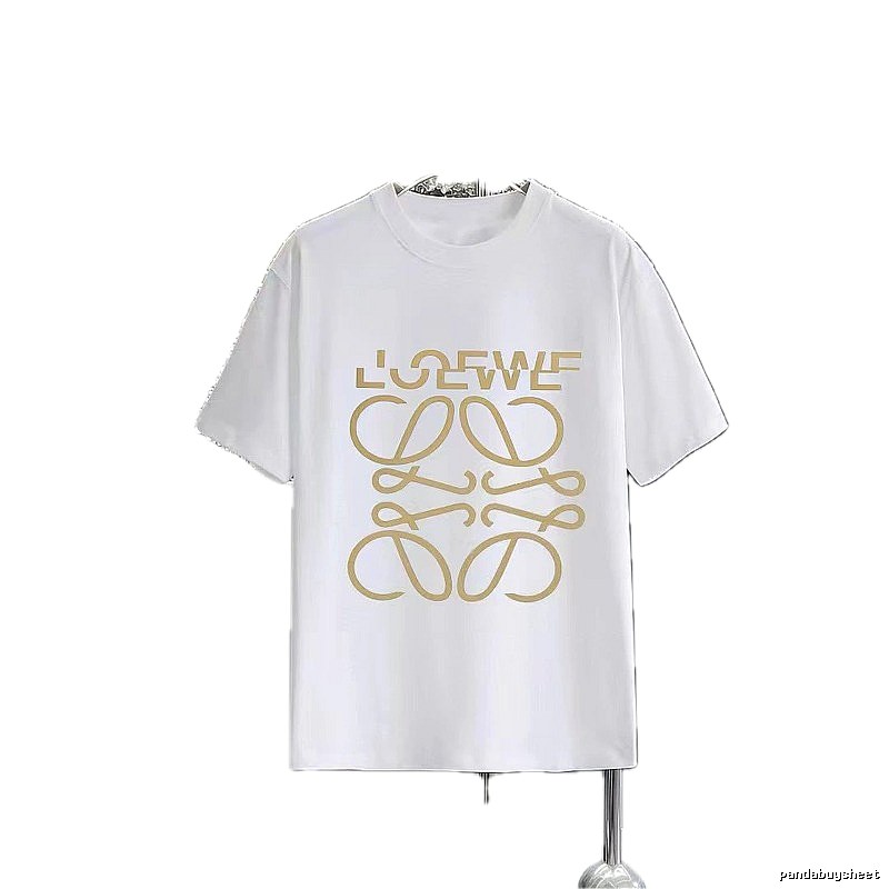 LOEWE Gold Hot-stamped Logo Light Luxury Style White T-Shirt