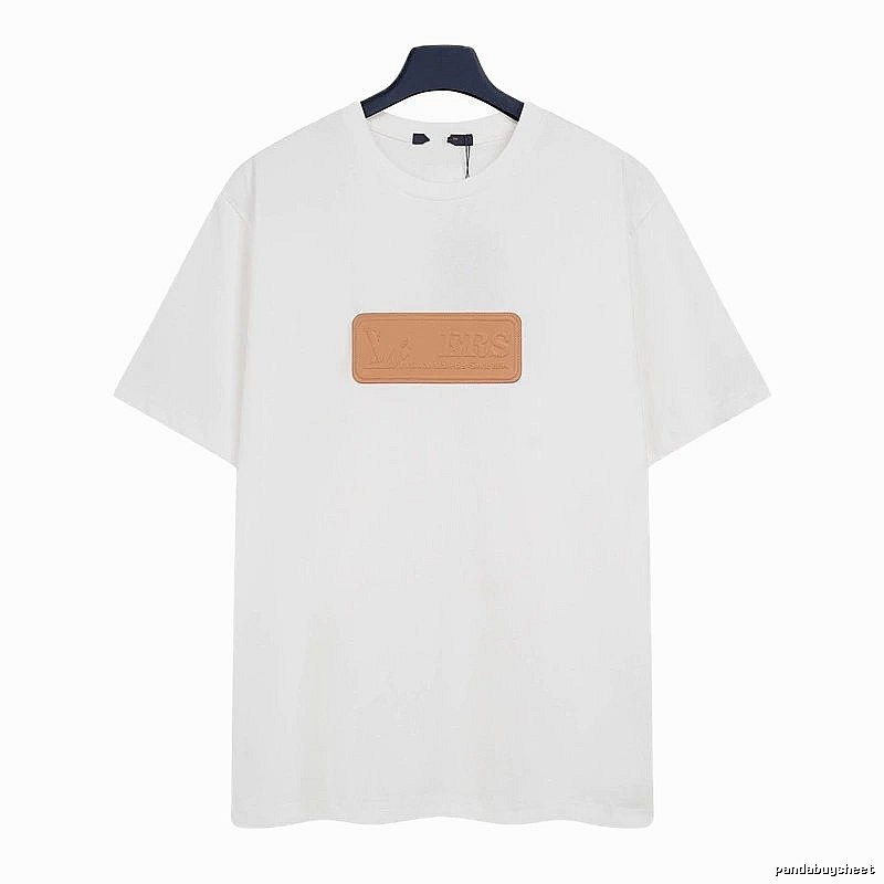 Louis Vuitton Minimalist Style White T-Shirt with Leather Tag