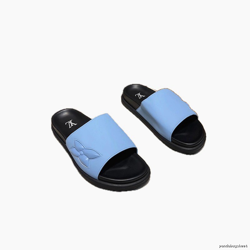Louis Vuitton Monogram Casual Style Light Blue Slides