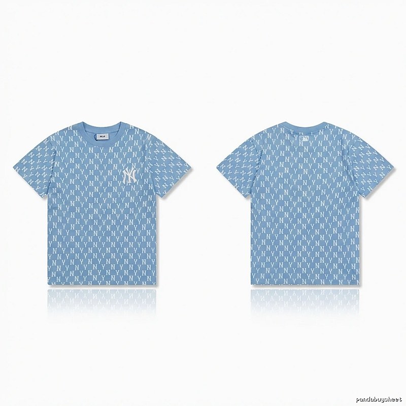 MLB full - print style light blue T - shirt