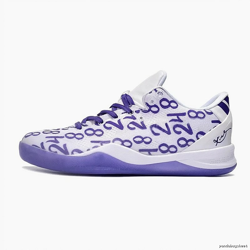 Nike letter - printed white and purple basketball shoes