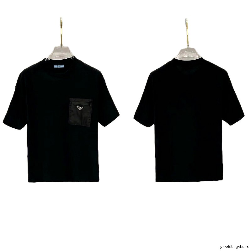Prada Triangle Logo Minimalist Style Black Short-sleeve T-shirt