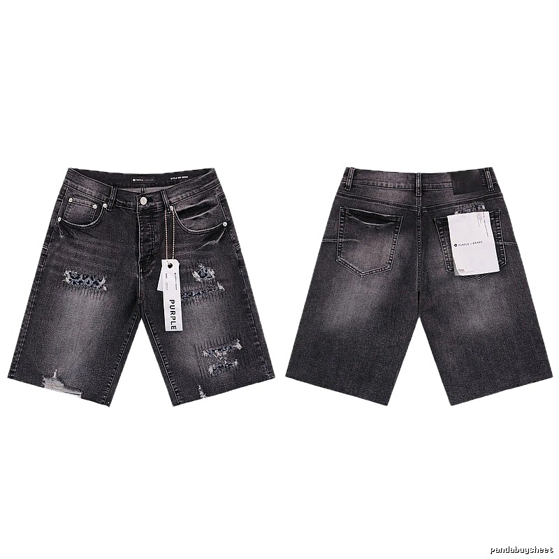 PurpleGodspeed High Street Ripped Black Gray Denim Shorts