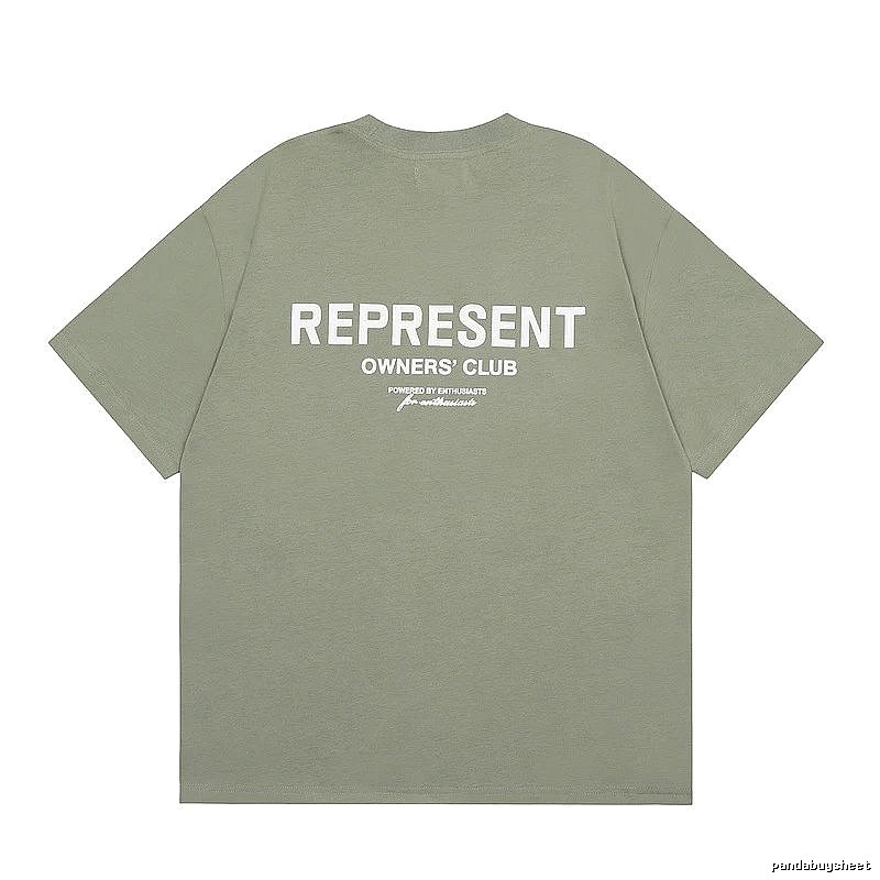 Represent Army Green Style 868 Owners Club T-Shirt Signature Detail Logo