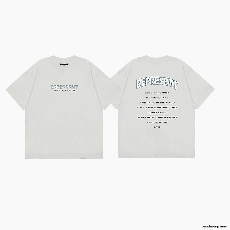 Represent Slogan Printed High Street Style Off-white T-shirt