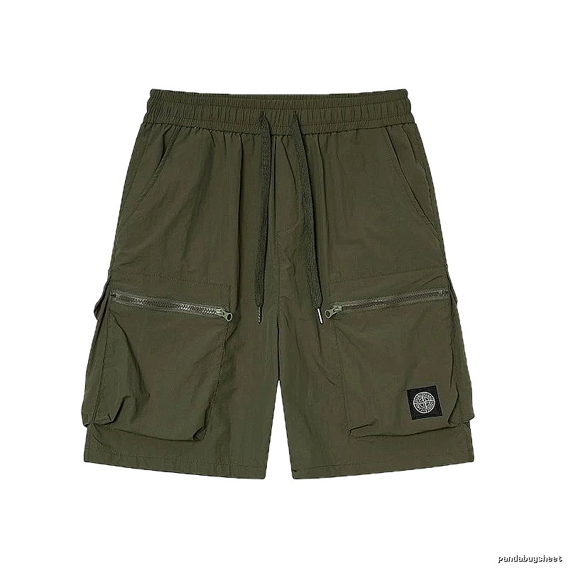 Stone Island Classic Technical Workwear Style Army Green Shorts