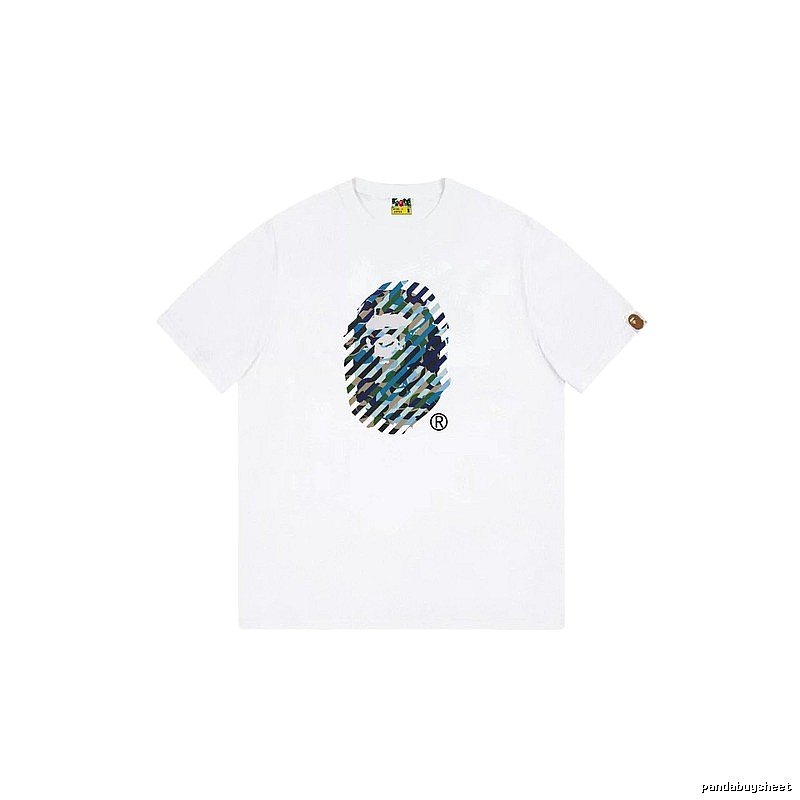 A Bape camouflage-style white T-shirt