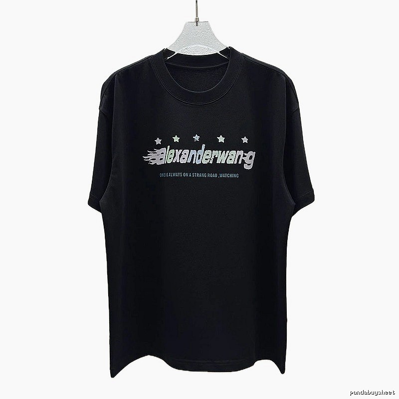 Alexander Wang Star Print Trendy Black T-Shirt