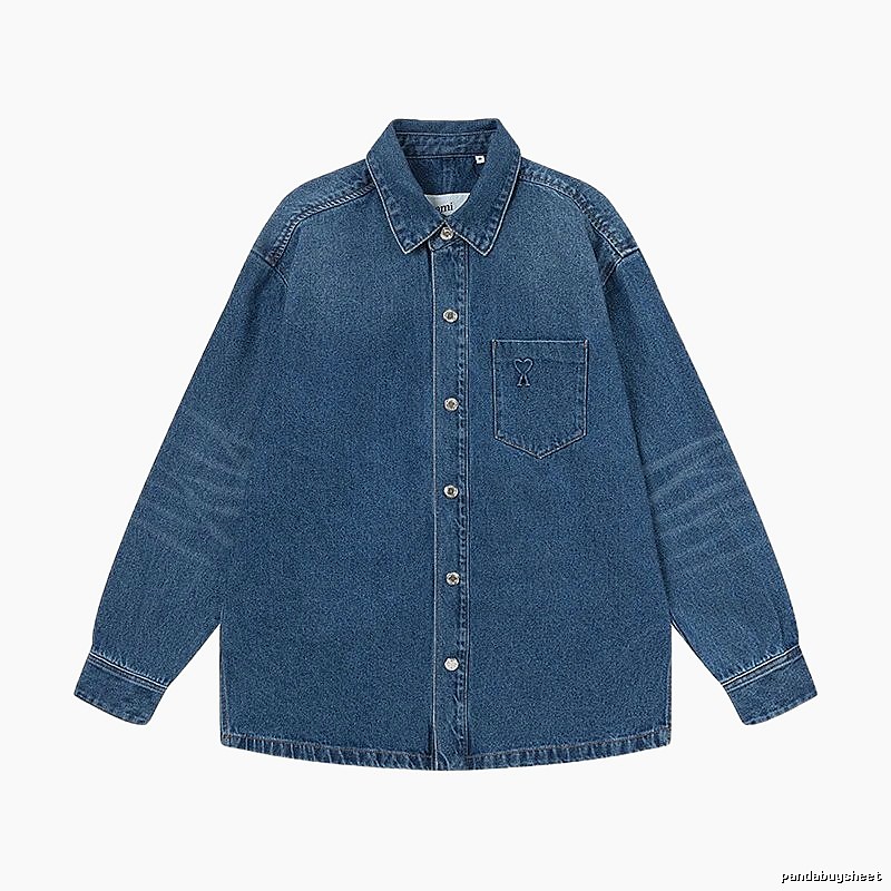 AMI Denim Style Dark Blue Shirt