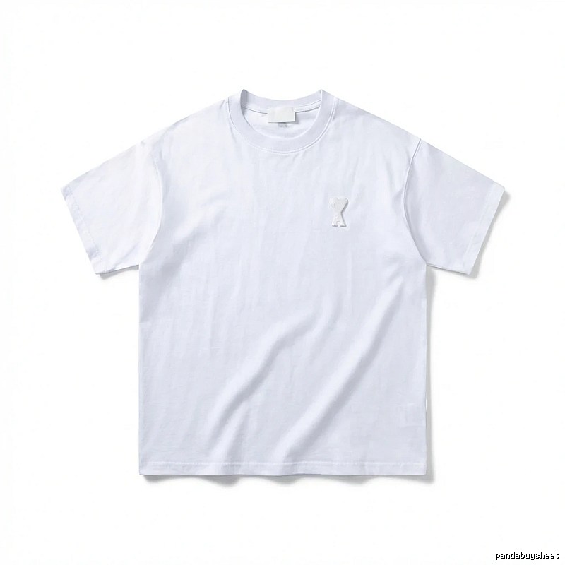 AMI Embroidered Minimalist Style White T-shirt