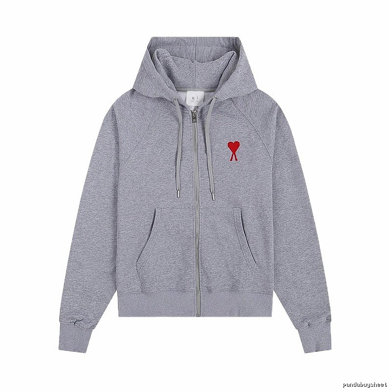 AMI Love Embroidery Grey Hoodie
