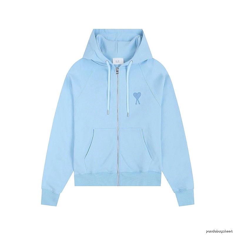 AMI Love Embroidery Light Blue Hoodie