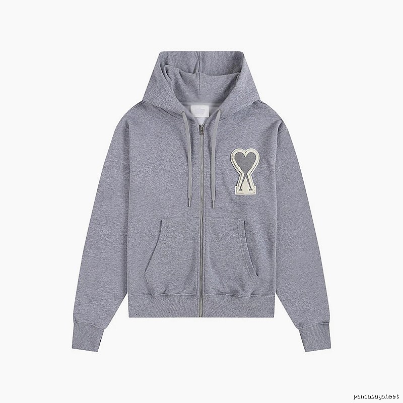 AMI Love Series Grey Zip-Up Hoodie