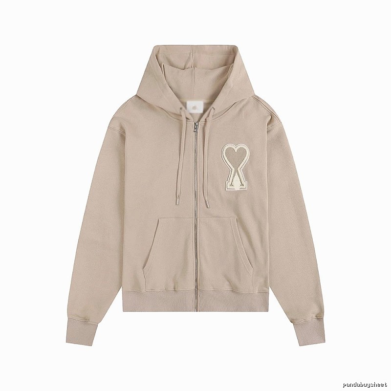 AMI Love Zipper Beige Sweatshirt