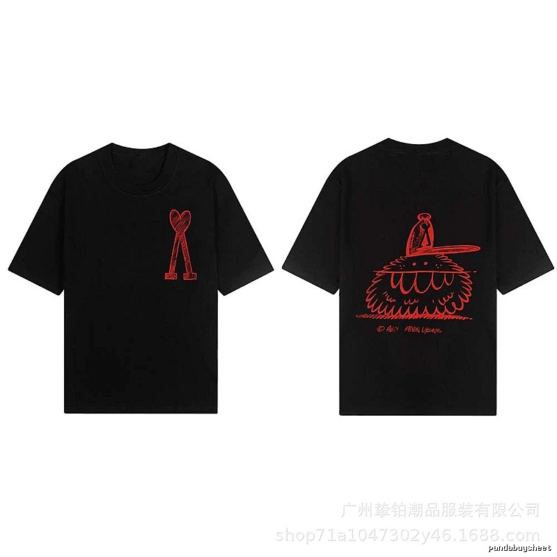 AMI red printed short-sleeve T-shirt