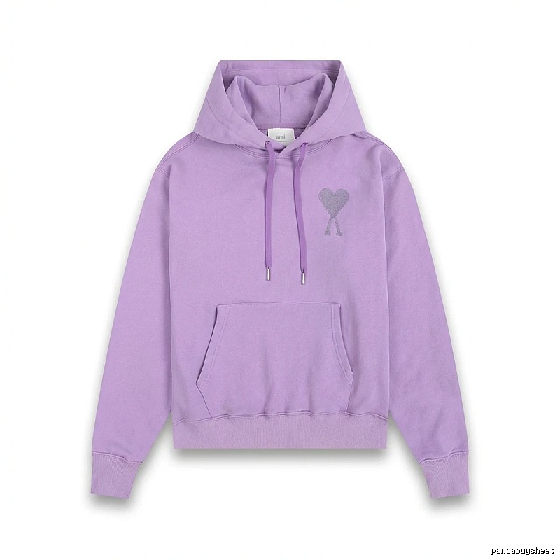 AMI series minimalist style purple hoodie