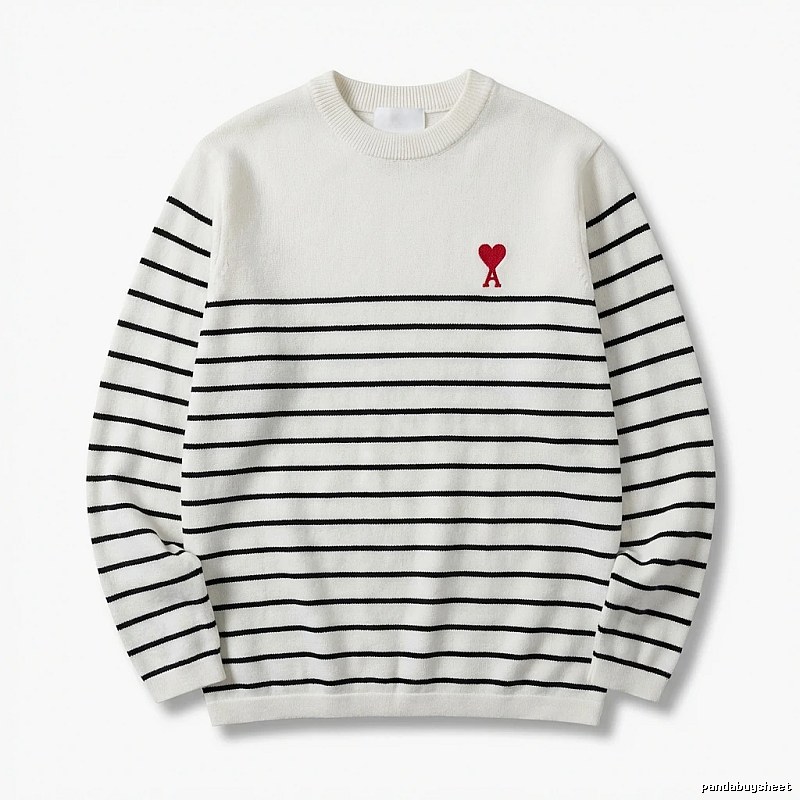 AMI striped minimalist style white sweater