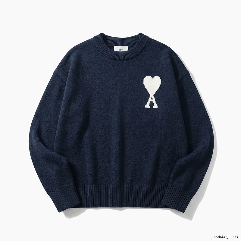 AMIRI Simple Love Style Dark Blue Sweater