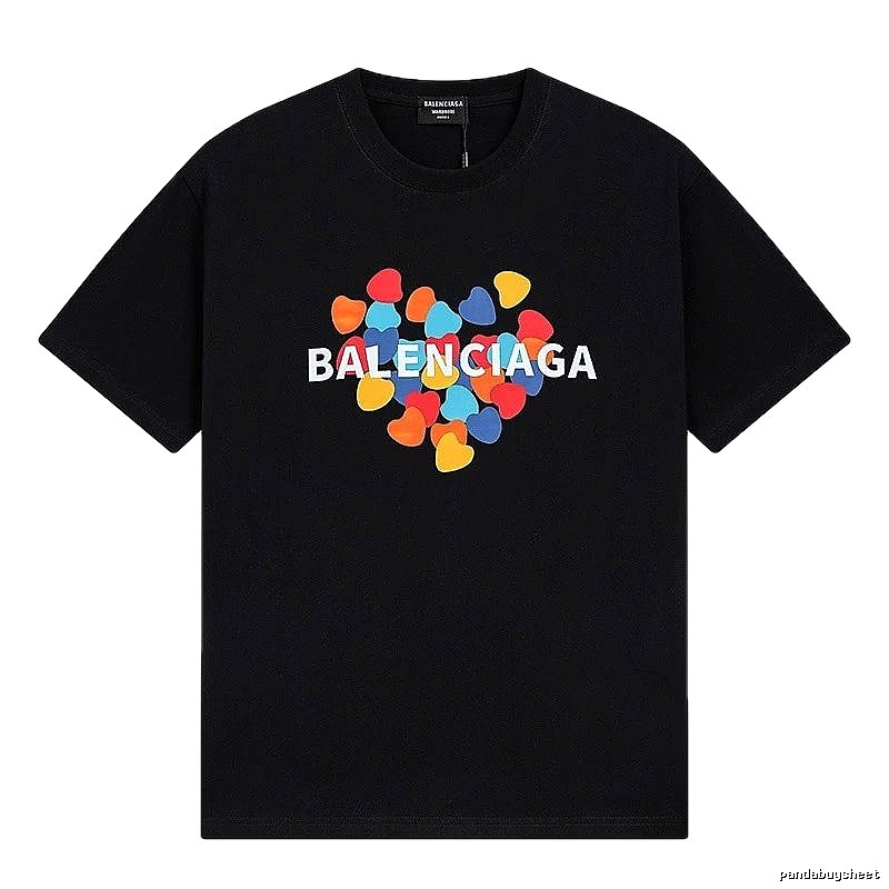 Balenciaga black T-shirt with a heart print.