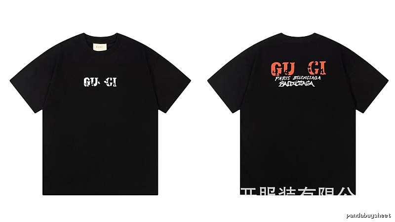 Balenciaga Co-branded Street Style Printed Black T-Shirt