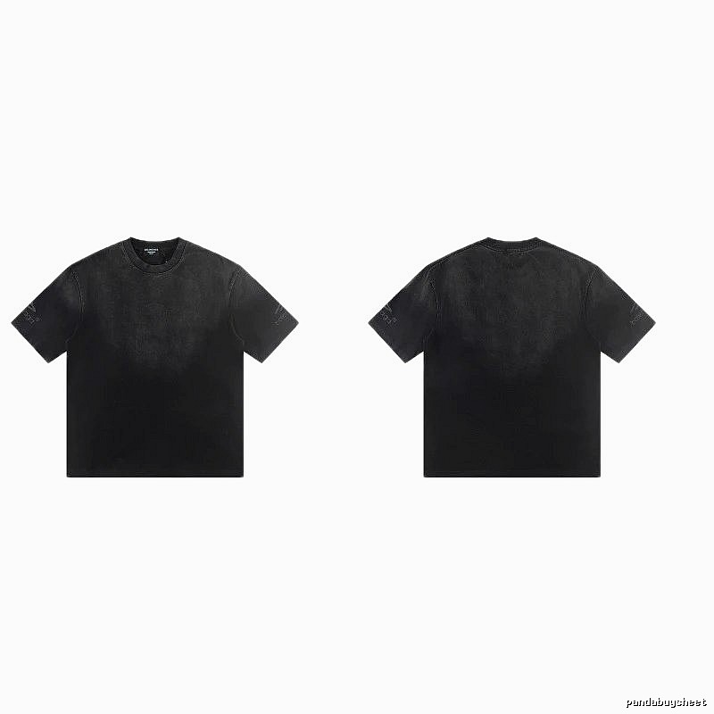 Balenciaga Distressed Street Style Black Short-Sleeve T-Shirt