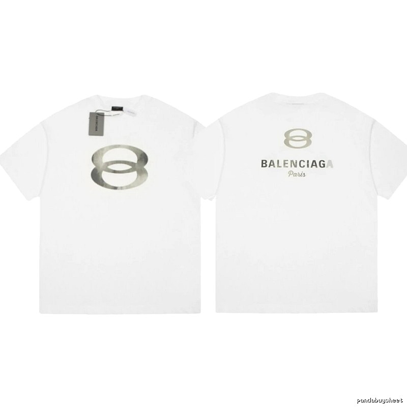 Balenciaga Double 8 Print Street Style White T-Shirt