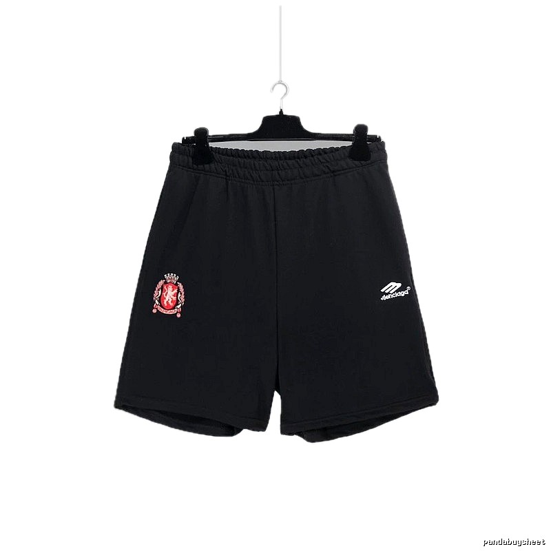Balenciaga emblem-style black shorts