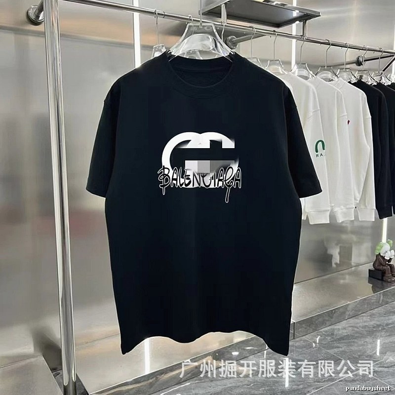 Balenciaga Graffiti Street Style Black Short-sleeve T-shirt