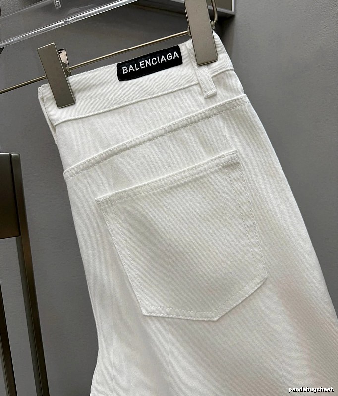 Balenciaga Logo Jeans in White - black waistband label and minimalist back pockets