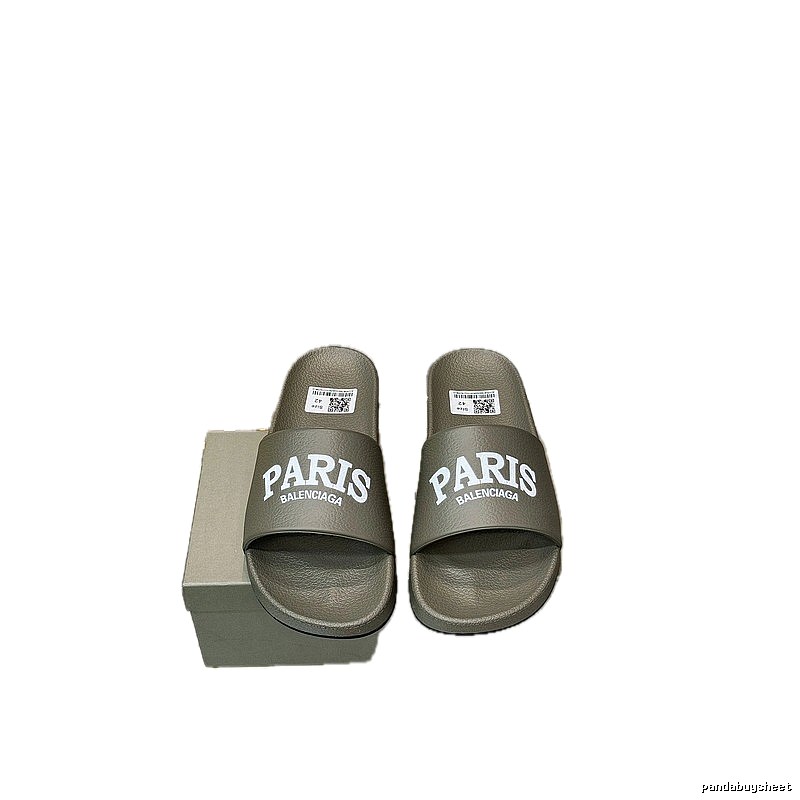 Balenciaga PARIS Trendy Military Gray Slippers