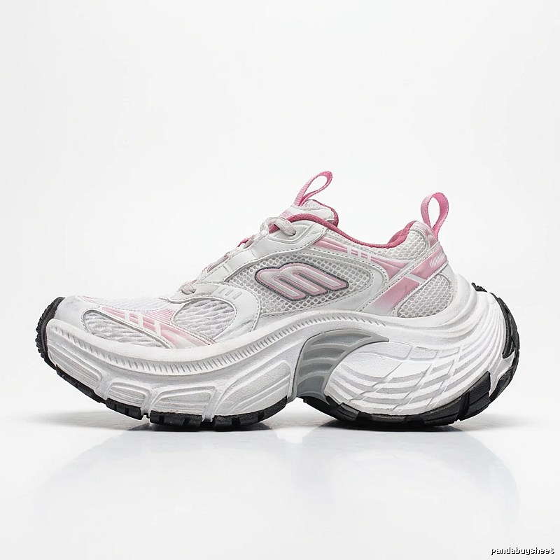 Balenciaga retro-style pink and white sports shoes
