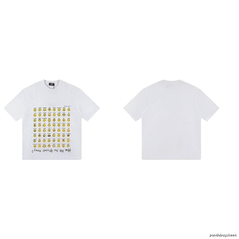 Balenciaga Smiley Face Printed Street Style White T-shirt