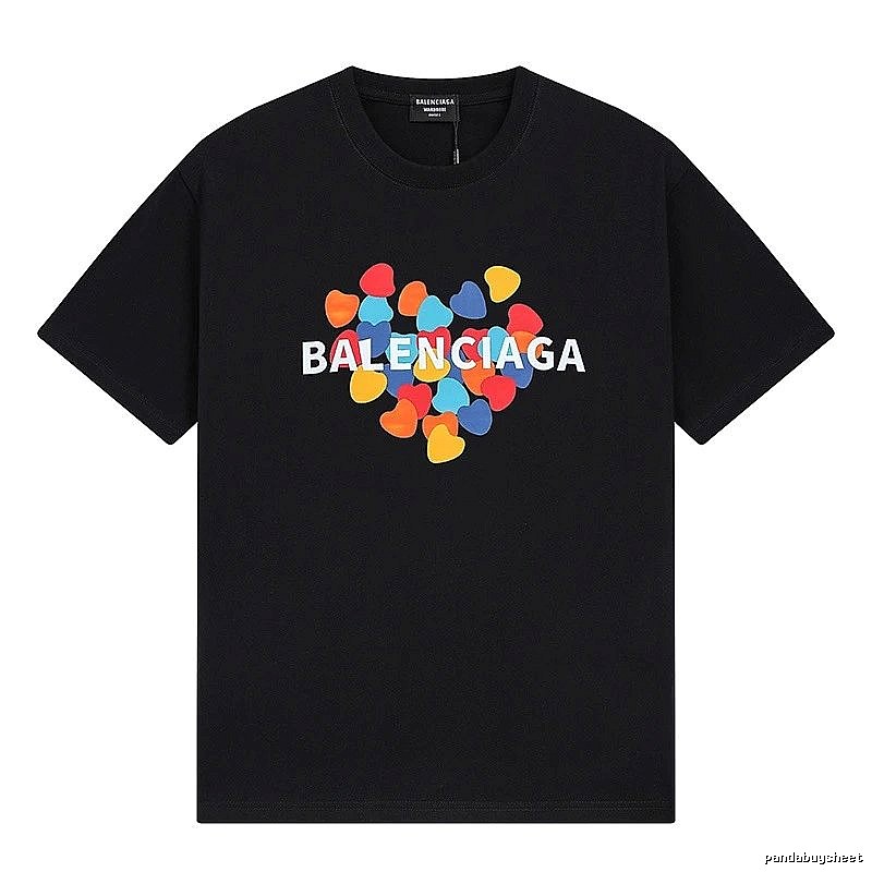 Balenciaga Trendy Black T-shirt with Heart Print