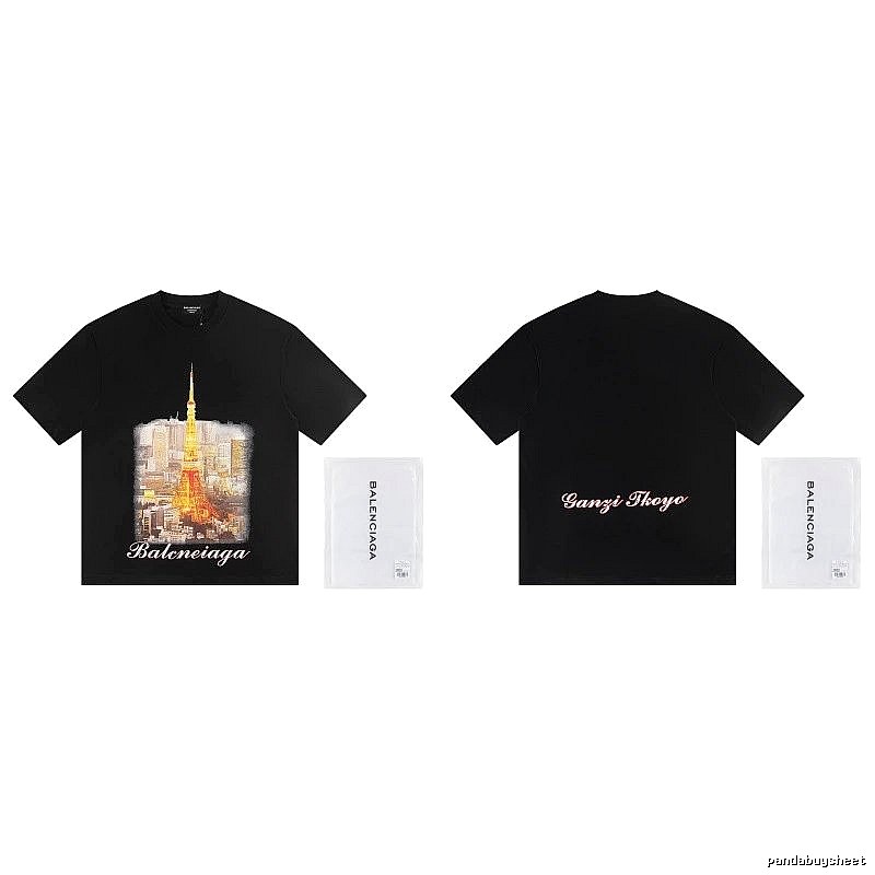 Balenciaga Vintage Black T-shirt with Tokyo Tower Print
