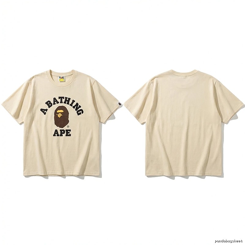 Bape Ape Head Minimalist Style Beige T-shirt
